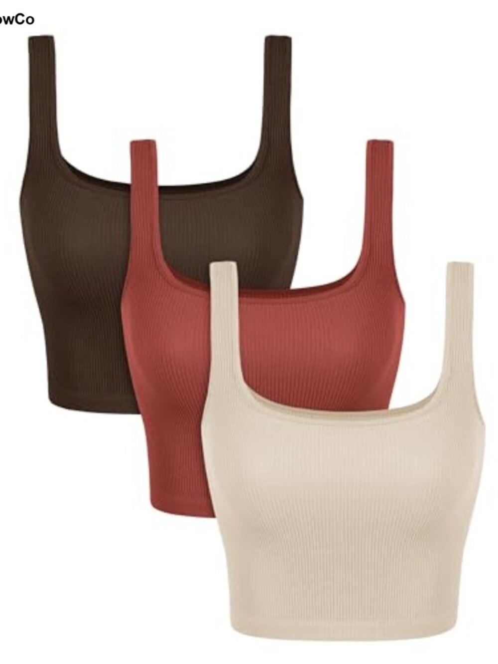 Seamless Ribbed Knit Square Neck Crop Tank Top for Women Slim Fit
